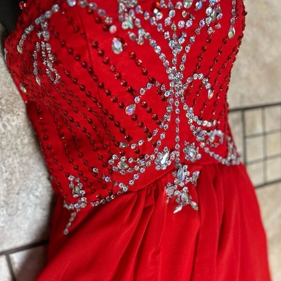 PROM PAGEANT Ball Gown in Red Bridesmaid Barbie Wedding Embellished Hanayome NEW - Picture 5 of 11